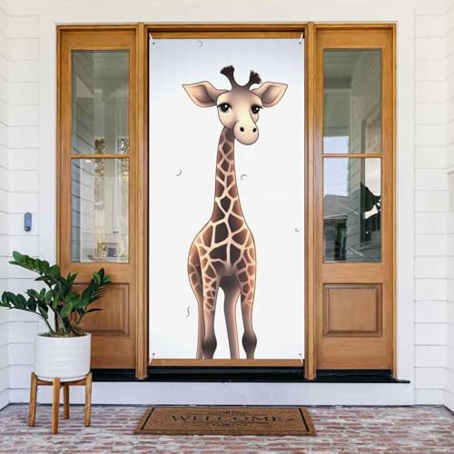 Willkommens-Türabdeckung, Dekoration, Türbanner 183 x 80 cm, niedliches Giraffen-Banner, Schild, Foto-Hintergrund, saisonales Haustür-Banner zum Aufhängen, Banner für Urlaub, Party, Innen- und Willkommens-Türabdeckung, Dekoration, Türbanner 183 x 80 cm, niedliches Giraffen-Banner, Schild, Foto-Hintergrund, saisonales Haustür-Banner zum Aufhängen, Banner für Urlaub, Party, Innen- und von BSCKKDMN