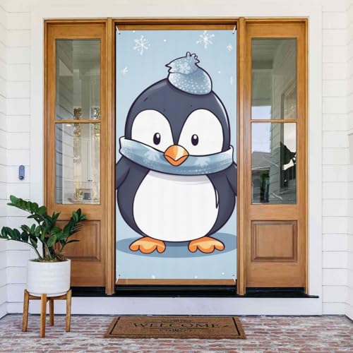 Willkommens-Türabdeckung, Dekoration, Türbanner 183 x 80 cm, niedliches Pinguin-Veranda-Banner, Schild, Fotohintergrund, saisonales Haustür-Banner zum Aufhängen, Banner für Urlaub, Party, Innen- und Willkommens-Türabdeckung, Dekoration, Türbanner 183 x 80 cm, niedliches Pinguin-Veranda-Banner, Schild, Fotohintergrund, saisonales Haustür-Banner zum Aufhängen, Banner für Urlaub, Party, Innen- und von BSCKKDMN
