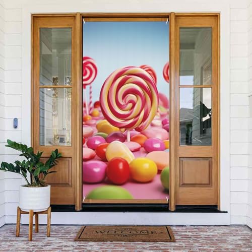 Willkommens-Türabdeckung, Dekoration, Türbanner 183 x 80 cm, süßes Bonbon-Veranda-Banner, Schild, Fotohintergrund, saisonales Haustür-Banner zum Aufhängen, Banner für Urlaub, Party, Innen- und Willkommens-Türabdeckung, Dekoration, Türbanner 183 x 80 cm, süßes Bonbon-Veranda-Banner, Schild, Fotohintergrund, saisonales Haustür-Banner zum Aufhängen, Banner für Urlaub, Party, Innen- und von BSCKKDMN