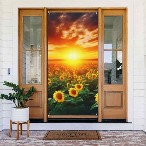 Willkommens-Türabdeckung, Dekoration, Türbanner 183 x 80 cm, traumhafter Sonnenuntergang eines Sonnenblumenfelds, Veranda, Banner, Schild, Fotohintergrund, saisonaler Haustür-Banner zum Aufhängen Willkommens-Türabdeckung, Dekoration, Türbanner 183 x 80 cm, traumhafter Sonnenuntergang eines Sonnenblumenfelds, Veranda, Banner, Schild, Fotohintergrund, saisonaler Haustür-Banner zum Aufhängen von BSCKKDMN