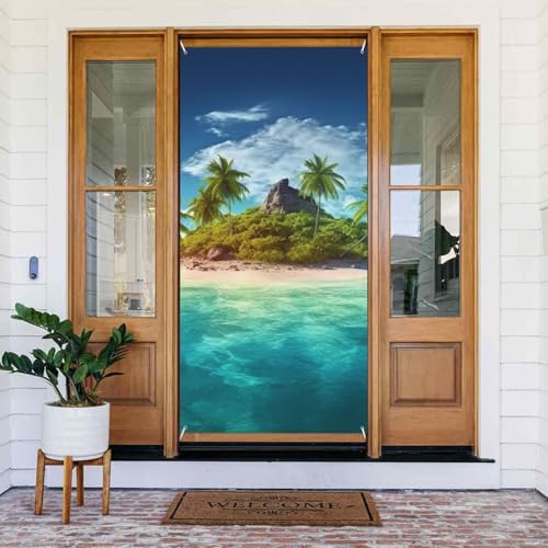 Willkommens-Türabdeckung, Dekoration, Türbanner 183 x 80 cm, tropische Insel-Veranda-Banner, Schild, Fotohintergrund, saisonales Haustür-Banner zum Aufhängen, Banner für Urlaub, Party, Innen- und Willkommens-Türabdeckung, Dekoration, Türbanner 183 x 80 cm, tropische Insel-Veranda-Banner, Schild, Fotohintergrund, saisonales Haustür-Banner zum Aufhängen, Banner für Urlaub, Party, Innen- und von BSCKKDMN