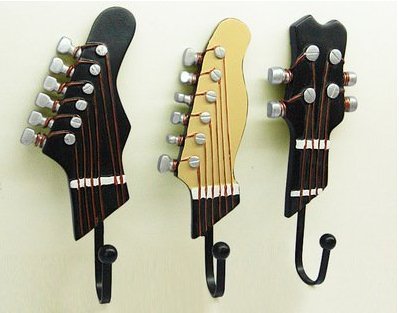 BSDHGF 3 Stück Haken Handtuch Wand Aufhänger Gitarre Form Vintage Harz Haken Schlüsselhalter mit drei Haken von BSDHGF
