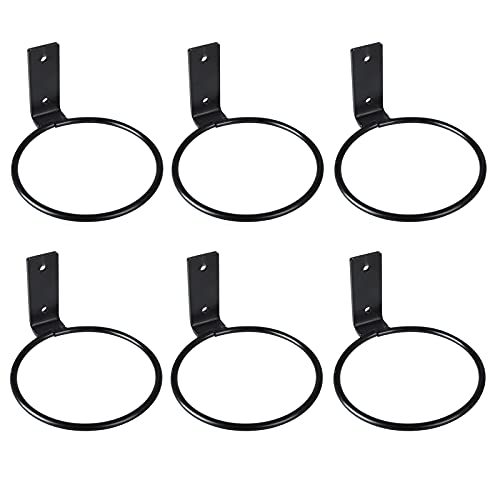 BSDHGF Blumentopfhalter, 12,7 cm, Wandmontage, 6 Stück, Metall-Blumentopf-Ring-Wandhalterung, Wandbehang, Pflanzgefäßhaken mit Halterung für Außen- und Innenpflanzentöpfe (Schwarz, 10,2 cm) von BSDHGF