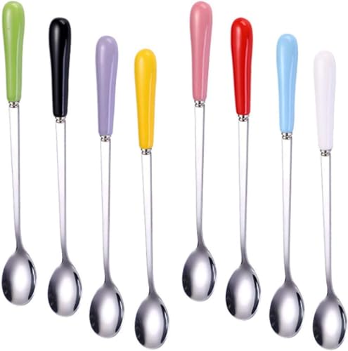 BSDHGF Rührlöffel-Set, Edelstahl, Eislöffel, mit Keramikgriff, 19 cm lang, Suppenlöffel, Espresso, Kaffeelöffel, Bonbonfarben, gemischte Farben, 8 Stück BSDHGF Rührlöffel-Set, Edelstahl, Eislöffel, mit Keramikgriff, 19 cm lang, Suppenlöffel, Espresso, Kaffeelöffel, Bonbonfarben, gemischte Farben, 8 Stück von BSDHGF