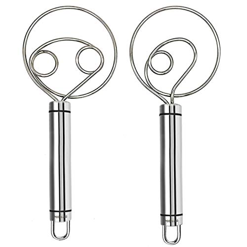 Dänischer Teigbesen aus Edelstahl mit kleinem Schwanzhaken, Handwerksmixer für Brot, Gebäck, Pizzateig – perfektes Backen, 2 Stück Dänischer Teigbesen aus Edelstahl mit kleinem Schwanzhaken, Handwerksmixer für Brot, Gebäck, Pizzateig – perfektes Backen, 2 Stück von BSDHGF