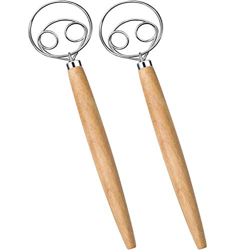 Premium Dänisches Teigbesen Set, 2 Pack Lebensmittelqualität Teigbesen Dänische Teigbesen (Holz) von BSDHGF