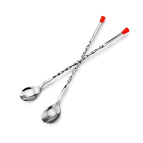Rührlöffel, Edelstahl, Spiralmuster, Bar-Cocktail-Shaker, 27,9 cm, 27,9 cm, professionelles Barzubehör Rührlöffel, Edelstahl, Spiralmuster, Bar-Cocktail-Shaker, 27,9 cm, 27,9 cm, professionelles Barzubehör von BSDHGF