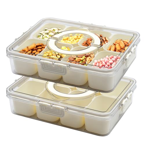 BSDLZCH 2 Pack tragbare Snack Box Container mit Deckel und Griff, geteilt Servieren Tablett mit 8.Compartments Lebensmittel Lagerung Container für Süßigkeiten, Obst, Nüsse, Gemüse, Dessert BSDLZCH 2 Pack tragbare Snack Box Container mit Deckel und Griff, geteilt Servieren Tablett mit 8.Compartments Lebensmittel Lagerung Container für Süßigkeiten, Obst, Nüsse, Gemüse, Dessert von BSDLZCH