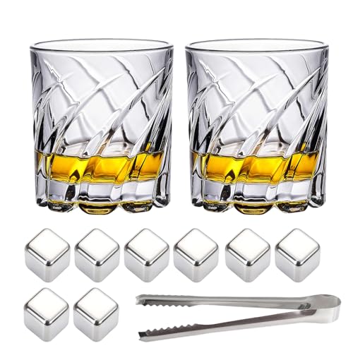 BSDLZCH Whiskey Set für Männer Whiskeygläser: Drehbarer Druckabbau-Shaker (250ml) - Personalisierbares Geschenk für ihn (Ehemann/Vater) mit 2 Gläsern & 8 wiederverwendbaren Edelstahl-Eiswürfeln von BSDLZCH