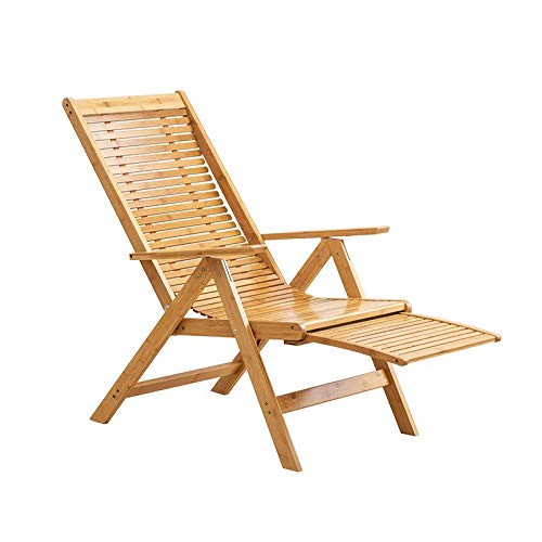 BSDPNARHZ Klappstuhl Balkon Freizeitstuhl für ältere Menschen, Mittagspause, Siesta Rückenlehne, Bambus Lounge Chair(Color:Walnut) von BSDPNARHZ