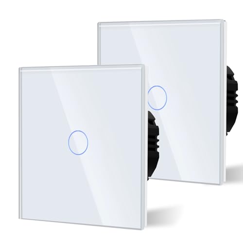 BSEED 2er Pack Normal Touch Lichtschalter, Glas Berührung Wandlichtschalter 110V - 240V 10 Amp Gehärtete Kristallplatte mit LED Lampe Hintergrundbeleuchtung 1 Fach 2 Weg Weiß BSEED 2er Pack Normal Touch Lichtschalter, Glas Berührung Wandlichtschalter 110V - 240V 10 Amp Gehärtete Kristallplatte mit LED Lampe Hintergrundbeleuchtung 1 Fach 2 Weg Weiß von BSEED