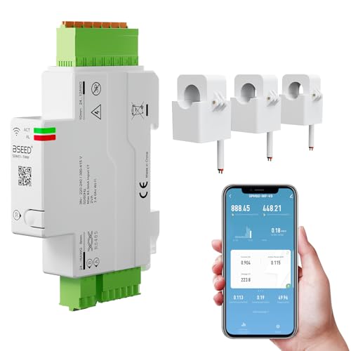 BSEED 3-Phasen Smart Stromzähler, 120A DIN-Schiene WLAN Energiezähler mit Stromverbrauchsmessung, Modbus RS485 RTU, APP Fernsteuerung, DatenSpeicherung, Solarüberwachung BSEED 3-Phasen Smart Stromzähler, 120A DIN-Schiene WLAN Energiezähler mit Stromverbrauchsmessung, Modbus RS485 RTU, APP Fernsteuerung, DatenSpeicherung, Solarüberwachung von BSEED