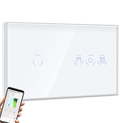 BSEED Alexa Lichtschalter mit Rolladenschalter,1 Fach 1 Weg WiFi Touch Schalter Fernbedienung mit Smart Life/Tuya APP,Smart Rolladenschalter arbeitet mit Alexa,Google Home,Smart Jalousieschalter Weiß BSEED Alexa Lichtschalter mit Rolladenschalter,1 Fach 1 Weg WiFi Touch Schalter Fernbedienung mit Smart Life/Tuya APP,Smart Rolladenschalter arbeitet mit Alexa,Google Home,Smart Jalousieschalter Weiß von BSEED
