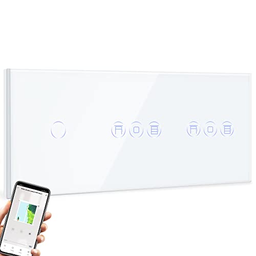 BSEED Alexa Lichtschalter mit Rolladenschalter,1 Fach WiFi Touch Schalter Fernbedienung mit Smart Life/Tuya APP,Doppel Smart Rolladenschalter arbeitet mit Alexa,Google Home,Smart Jalousieschalter Weiß BSEED Alexa Lichtschalter mit Rolladenschalter,1 Fach WiFi Touch Schalter Fernbedienung mit Smart Life/Tuya APP,Doppel Smart Rolladenschalter arbeitet mit Alexa,Google Home,Smart Jalousieschalter Weiß von BSEED