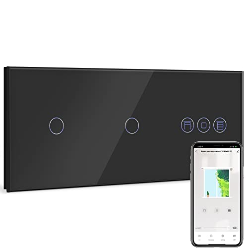 BSEED Alexa Lichtschalter mit Rolladenschalter,Doppel 1 Fach WiFi Touch Schalter und Smart Jalousieschalter fernbedienung mit Smart Life/Tuya APP,arbeitet mit Alexa,Google Home Schwarz BSEED Alexa Lichtschalter mit Rolladenschalter,Doppel 1 Fach WiFi Touch Schalter und Smart Jalousieschalter fernbedienung mit Smart Life/Tuya APP,arbeitet mit Alexa,Google Home Schwarz von BSEED