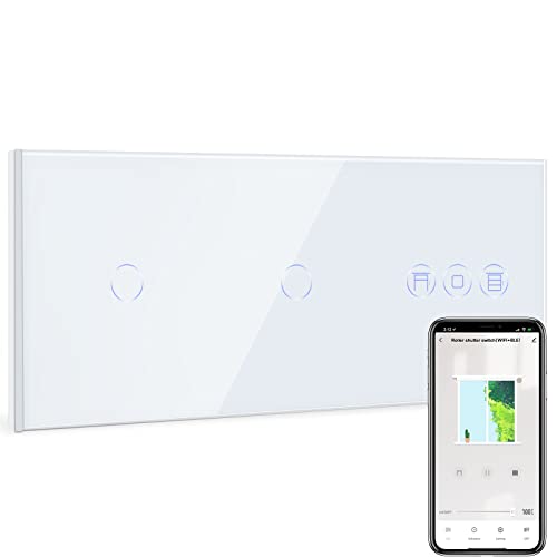 BSEED Alexa Lichtschalter mit Rolladenschalter,Doppel 1 Fach WiFi Touch Schalter und Smart Jalousieschalter fernbedienung mit Smart Life/Tuya APP,arbeitet mit Alexa,Google Home Weiß BSEED Alexa Lichtschalter mit Rolladenschalter,Doppel 1 Fach WiFi Touch Schalter und Smart Jalousieschalter fernbedienung mit Smart Life/Tuya APP,arbeitet mit Alexa,Google Home Weiß von BSEED