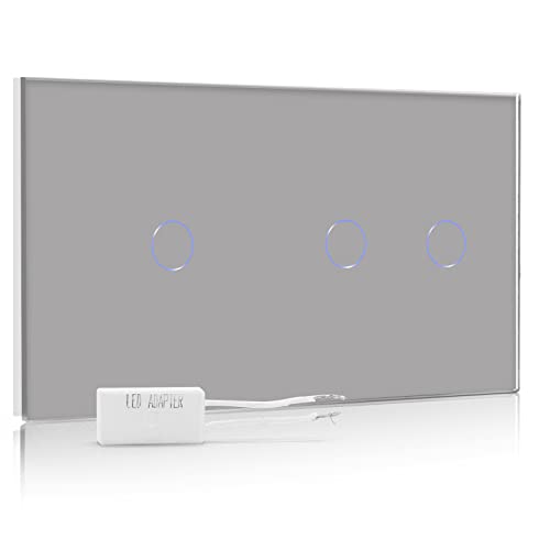 BSEED Dimmer Schalter Led Dimmer Touch Lichtschalter 1-fach 2 weg +2-fach 1 weg Glas Touch Schalter Grau Touchscreen-Funktioniert mit dimmer LED-Glühlampen BSEED Dimmer Schalter Led Dimmer Touch Lichtschalter 1-fach 2 weg +2-fach 1 weg Glas Touch Schalter Grau Touchscreen-Funktioniert mit dimmer LED-Glühlampen von BSEED