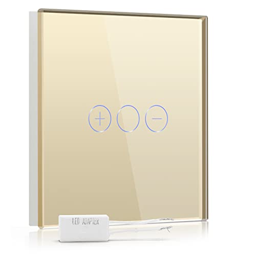 BSEED Dimmer Schalter Led Dimmer Touch Lichtschalter 1-fach 2 weg Glas Touch Schalter Gold Touchscreen-Funktioniert mit dimmer LED-Glühlampen BSEED Dimmer Schalter Led Dimmer Touch Lichtschalter 1-fach 2 weg Glas Touch Schalter Gold Touchscreen-Funktioniert mit dimmer LED-Glühlampen von BSEED