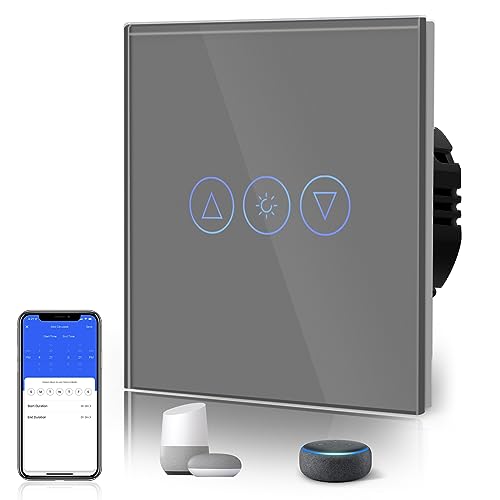 BSEED Dimmer Smart Alexa Lichtschalter 300W Touch Control WIFI Wandlichtschalter (Neutrale Leitung Erforderlich) mit Alexa/Tuya/Google Home 1 Fach 1 Weg Grau von BSEED