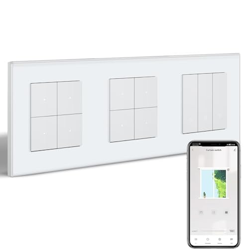 BSEED Doppel Smart Lichtschalter mit WLAN Rollladenschalter,Smart Jalousien Schalter benötigt Nullleiter,WiFi Rolladen Zeitschaltuhr,kompatibel mit Alexa/Google Home,4 Fach 1Weg Alexa Schalter Weiß BSEED Doppel Smart Lichtschalter mit WLAN Rollladenschalter,Smart Jalousien Schalter benötigt Nullleiter,WiFi Rolladen Zeitschaltuhr,kompatibel mit Alexa/Google Home,4 Fach 1Weg Alexa Schalter Weiß von BSEED