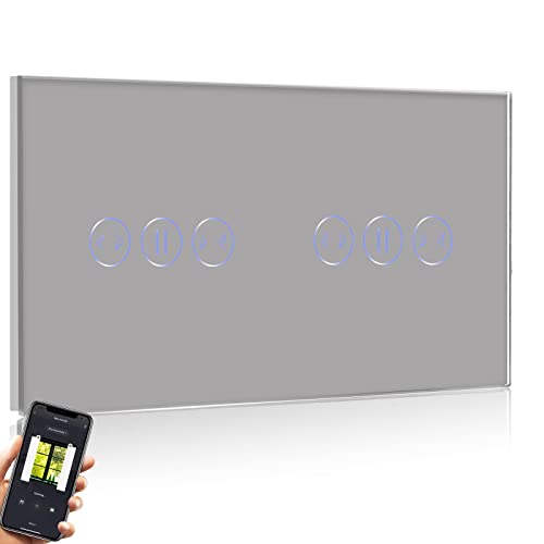 BSEED Doppel Smart Vorhang Schalter, Fernbedienung mit Smart Life/Tuya APP, Kompatibel mit Alexa,Google Home, smart home Wlan Vorhangschalter mit Touch Panel, Fernbedienung und Timing Funktion,Grau BSEED Doppel Smart Vorhang Schalter, Fernbedienung mit Smart Life/Tuya APP, Kompatibel mit Alexa,Google Home, smart home Wlan Vorhangschalter mit Touch Panel, Fernbedienung und Timing Funktion,Grau von BSEED