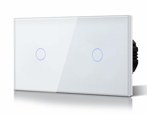 BSEED Doppelt Touch Lichtschalter 1-Fach 1-Wege Glasscheibe Wandlichtschalter Kein Neutralleiter, KEIN-WIFI,Gehärtete Kristallplatte Schalter mit LED Hintergrundbeleuchtung, Eingebettet Weiß BSEED Doppelt Touch Lichtschalter 1-Fach 1-Wege Glasscheibe Wandlichtschalter Kein Neutralleiter, KEIN-WIFI,Gehärtete Kristallplatte Schalter mit LED Hintergrundbeleuchtung, Eingebettet Weiß von BSEED