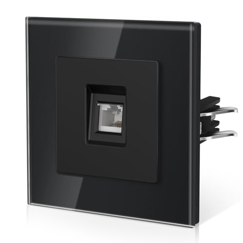 BSEED Einzelne Netzwerkdose CAT6 aus Glas,Unterputz Wandsteckdose mit Krallen, NEU E-Serie, 86mm Schwarz BSEED Einzelne Netzwerkdose CAT6 aus Glas,Unterputz Wandsteckdose mit Krallen, NEU E-Serie, 86mm Schwarz von BSEED