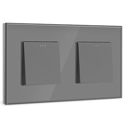 BSEED Lichtschalter 1 Fach 1 Weg +1 Fach 1 Weg Glas Lichtschalter Unterputz Taste Schalter Wandschalter Grau Kristall Kippschalter BSEED Lichtschalter 1 Fach 1 Weg +1 Fach 1 Weg Glas Lichtschalter Unterputz Taste Schalter Wandschalter Grau Kristall Kippschalter von BSEED