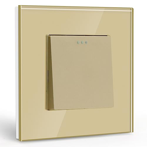 BSEED Lichtschalter 1 Fach 1 Weg Glas Lichtschalter Unterputz Taste Schalter Wandschalter Gold Kristall Kippschalter BSEED Lichtschalter 1 Fach 1 Weg Glas Lichtschalter Unterputz Taste Schalter Wandschalter Gold Kristall Kippschalter von BSEED