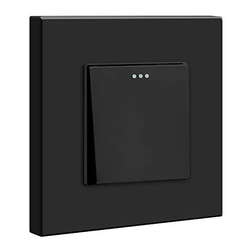 BSEED Lichtschalter 1 Fach 1 Weg PC Panel Lichtschalter Unterputz Taster Schalter Wandschalter Schalter Unterputz Light Switch für Wohnzimmer, Küche, Büro, Schwarz-86mm von BSEED