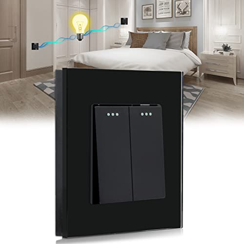 BSEED Lichtschalter 2 Fach 2 Wege Glas Lichtschalter Unterputz Taste Schalter Wechselschalter Schwarz Kristall Kippschalter von BSEED