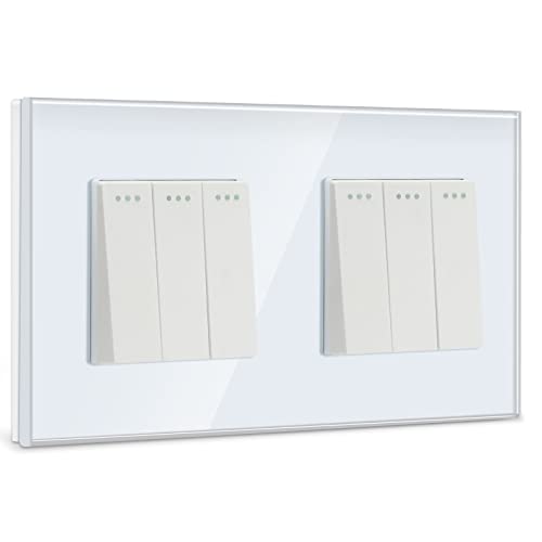 BSEED Lichtschalter 3 Fach 1 Weg +3 Fach 1 Weg Glas Lichtschalter Unterputz Taste Schalter Wandschalter Weiß Kristall Kippschalter BSEED Lichtschalter 3 Fach 1 Weg +3 Fach 1 Weg Glas Lichtschalter Unterputz Taste Schalter Wandschalter Weiß Kristall Kippschalter von BSEED