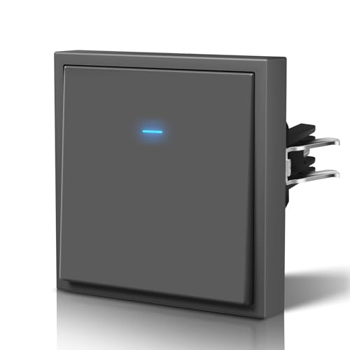 BSEED Lichtschalter Matt mit Licht, Wechselschalter Unterputz mit Krallen, Einfach Montage, C-Serie,1 Fach 2 Wege,80mm Grau BSEED Lichtschalter Matt mit Licht, Wechselschalter Unterputz mit Krallen, Einfach Montage, C-Serie,1 Fach 2 Wege,80mm Grau von BSEED