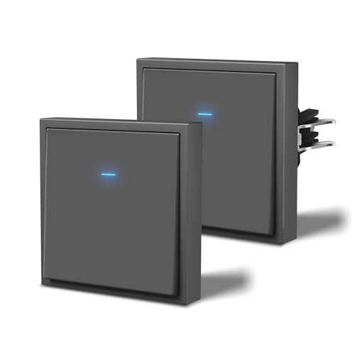 BSEED Lichtschalter Matt mit Licht, Wechselschalter Unterputz mit Krallen, Einfach Montage, C-Serie,1 Fach 2 Wege - 2Pack,80mm Grau BSEED Lichtschalter Matt mit Licht, Wechselschalter Unterputz mit Krallen, Einfach Montage, C-Serie,1 Fach 2 Wege - 2Pack,80mm Grau von BSEED