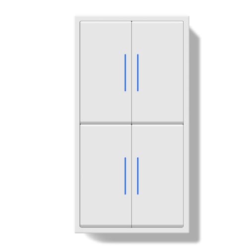 BSEED Lichtschalter Unterputz mit Steckklemme,2 Fach 2 Weg +2 Fach 2 Weg Wechselschalter mit LED Kontrollleuchte,Doppelschalter mit PC Rahmen,Unterputz Schalter Weiß - 150X80mm von BSEED
