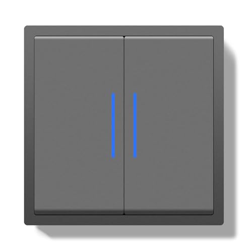 BSEED Lichtschalter Unterputz mit Steckklemme,2 Fach 2 Weg Wechselschalter mit LED Kontrollleuchte,Modern Wandschalter mit PC Rahmen,Unterputz Schalter Grau- 80X80mm von BSEED
