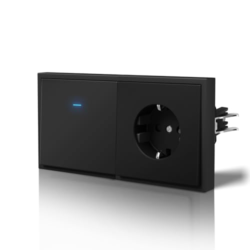 BSEED Lichtschalter mit Steckdose Matt, Wechselschalter Steckdosen, Nur Horizontale Montage, C-Serie,1 Fach 1 Weg,150mm Schwarz BSEED Lichtschalter mit Steckdose Matt, Wechselschalter Steckdosen, Nur Horizontale Montage, C-Serie,1 Fach 1 Weg,150mm Schwarz von BSEED