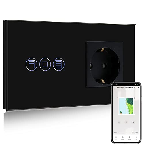 BSEED Normal Steckdose mit Smart Alexa Rolladenschalter, WIFI Rolladenschalter mit Steckdose Kompatibel mit Alexa,Google Home, Smart Jalousieschalter, Schuko Steckdose Schwarz(Nullleiter erforderlich) BSEED Normal Steckdose mit Smart Alexa Rolladenschalter, WIFI Rolladenschalter mit Steckdose Kompatibel mit Alexa,Google Home, Smart Jalousieschalter, Schuko Steckdose Schwarz(Nullleiter erforderlich) von BSEED
