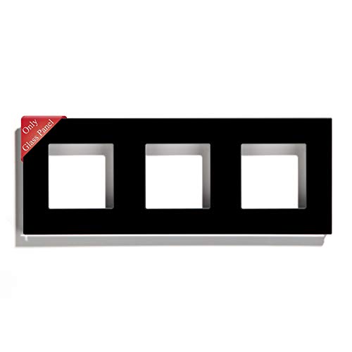 BSEED Rahmen Glasrahmen Panel für Lichtschalter und Steckdose Kristall Glasscheibe für Wandlichtschalter und Steckdosen Schwarz 228mm von BSEED