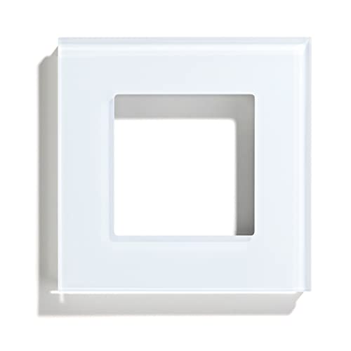 BSEED Rahmen Glasrahmen Panel für Lichtschalter und Steckdose Kristall Glasscheibe für Wandlichtschalter und Steckdosen Weiß 86mm von BSEED