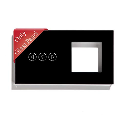 BSEED Rahmen Glasrahmen Panel für WIFI Dimmer Lichtschalter und Steckdose Kristall Glasscheibe Glaspanel für Wifi Dimmer Schalter und Steckdose 3 Fach Schwarz 157mm von BSEED