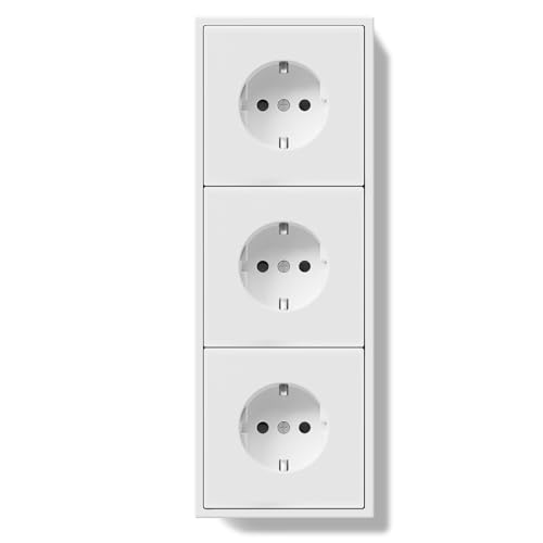 BSEED Schuko Mehrfachsteckdose Unterputz, Wandsteckdose 16Amp mit PC Rahmen, Dreifach Steckdose mit Krallen, 3 Fach Weiß BSEED Schuko Mehrfachsteckdose Unterputz, Wandsteckdose 16Amp mit PC Rahmen, Dreifach Steckdose mit Krallen, 3 Fach Weiß von BSEED