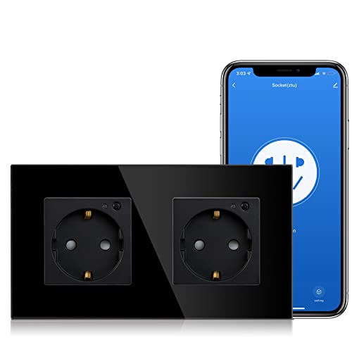BSEED Schuko Smart Alexa ZigBee 2 Fach Steckdose 16A Glassteckdose, 1 Pack 1 Weg Schwarz 157mm Unterputz-Installation APP-Steuerung Arbeit mit Alexa/Google Home DIY Free Spin Nur 2.4 GHz BSEED Schuko Smart Alexa ZigBee 2 Fach Steckdose 16A Glassteckdose, 1 Pack 1 Weg Schwarz 157mm Unterputz-Installation APP-Steuerung Arbeit mit Alexa/Google Home DIY Free Spin Nur 2.4 GHz von BSEED