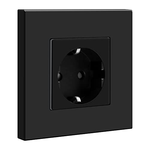 BSEED Schuko Steckdose 1 Fach Einbausteckdose Unterputz, Wandsteckdose mit PC Platte,Steckdose Unterputz 16Amp EU Standard Verlängerungssteckdosen, Steckdosen Kindersicherung, Schwarz - 86mm BSEED Schuko Steckdose 1 Fach Einbausteckdose Unterputz, Wandsteckdose mit PC Platte,Steckdose Unterputz 16Amp EU Standard Verlängerungssteckdosen, Steckdosen Kindersicherung, Schwarz - 86mm von BSEED