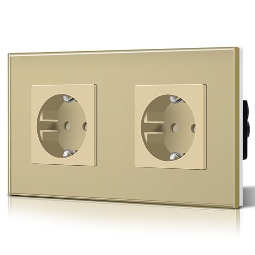 BSEED Schuko Steckdose 2 Fach EU-Standard DoppelsteckdoseWandsteckdose Kristall Glas Platte 16Amp 250 V Verlängerungssteckdosen 157mm Gold BSEED Schuko Steckdose 2 Fach EU-Standard DoppelsteckdoseWandsteckdose Kristall Glas Platte 16Amp 250 V Verlängerungssteckdosen 157mm Gold von BSEED
