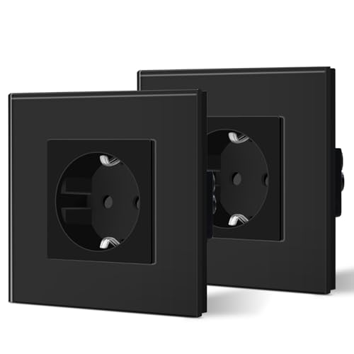 BSEED Schuko Steckdose 2er Pack, 16Amp AC Power Kristallglas Platte, 1 Fach Unterputzdose Steckdose, 86mm Single Schutzkontaktbuchse Wandsteckdose Wandsteckdose Schwarz BSEED Schuko Steckdose 2er Pack, 16Amp AC Power Kristallglas Platte, 1 Fach Unterputzdose Steckdose, 86mm Single Schutzkontaktbuchse Wandsteckdose Wandsteckdose Schwarz von BSEED