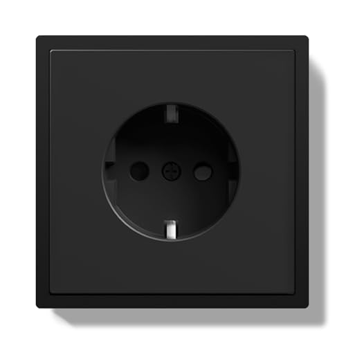 BSEED Schuko Steckdose Unterputz, Wandsteckdose 16Amp mit PC Rahmen, Einzelsteckdose mit Krallen, 1 Fach Schwarz von BSEED