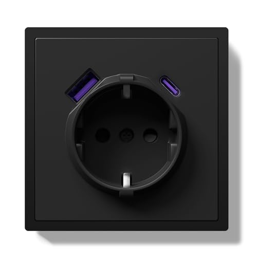 BSEED Schuko Steckdose Unterputz mit USB C 20W, Wandsteckdose 16Amp mit PC Rahmen, Einzelsteckdose mit Krallen, 1 Fach Schwarz BSEED Schuko Steckdose Unterputz mit USB C 20W, Wandsteckdose 16Amp mit PC Rahmen, Einzelsteckdose mit Krallen, 1 Fach Schwarz von BSEED