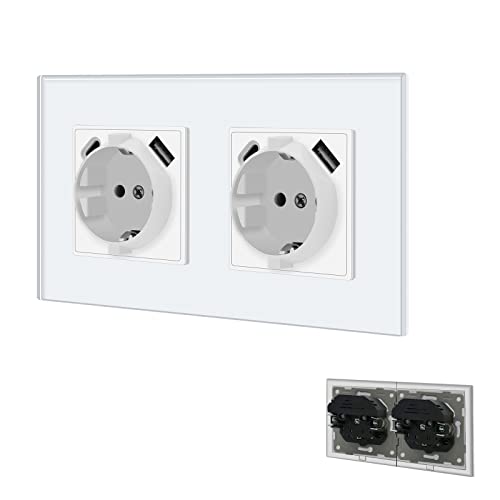 BSEED Schuko Steckdose mit USB/Typ C 16Amp Steckdose mit Steckklemme Unterputz Steckdose mit 3.1A Doppel USB/Typ C 157mm Wandsteckdose Doppelsteckdose Einbausteckdose USB Steckdose Weiß BSEED Schuko Steckdose mit USB/Typ C 16Amp Steckdose mit Steckklemme Unterputz Steckdose mit 3.1A Doppel USB/Typ C 157mm Wandsteckdose Doppelsteckdose Einbausteckdose USB Steckdose Weiß von BSEED