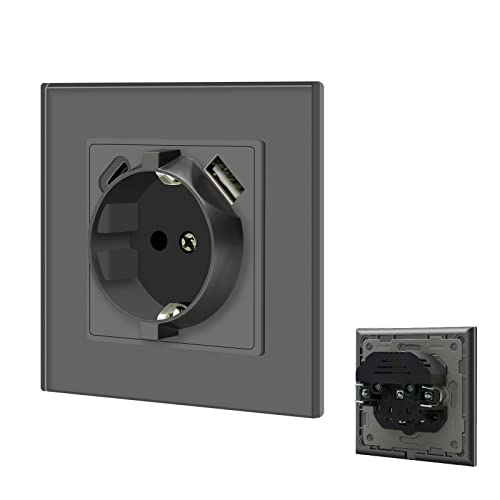 BSEED Schuko Steckdose mit USB/Typ C 16Amp Steckdose mit Steckklemme Unterputz Steckdose mit 3.1A Doppel USB/Typ C 86mm Wandsteckdose Einbausteckdose USB Steckdose Grau BSEED Schuko Steckdose mit USB/Typ C 16Amp Steckdose mit Steckklemme Unterputz Steckdose mit 3.1A Doppel USB/Typ C 86mm Wandsteckdose Einbausteckdose USB Steckdose Grau von BSEED